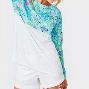 LILLY PULITZER Finn Top Blue Ibiza CABANA COCKTAIL" Women's Blue and White